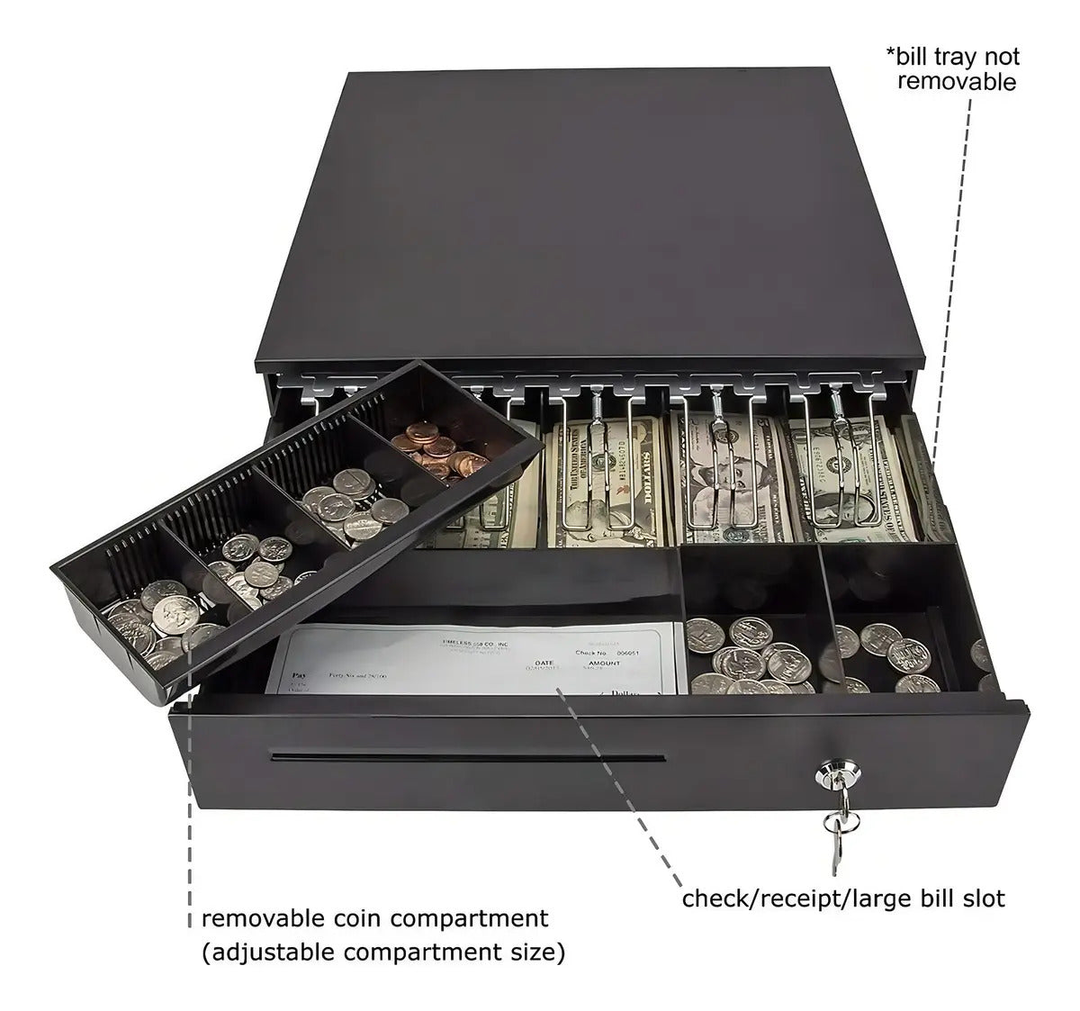 Caja De Dinero Electrónica Con Llave Y Gavetas