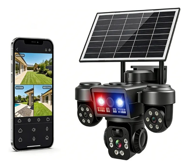 Cámara Solar 4g Ptz Triple Lente 4k Alarma Inteligente