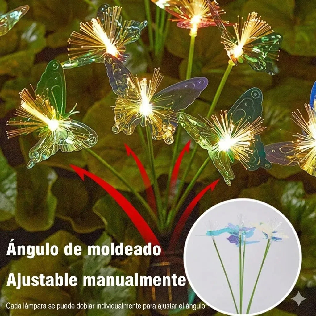Pack 2 Estacas Solares Mariposa 6 Led Luz Cálida Exterior