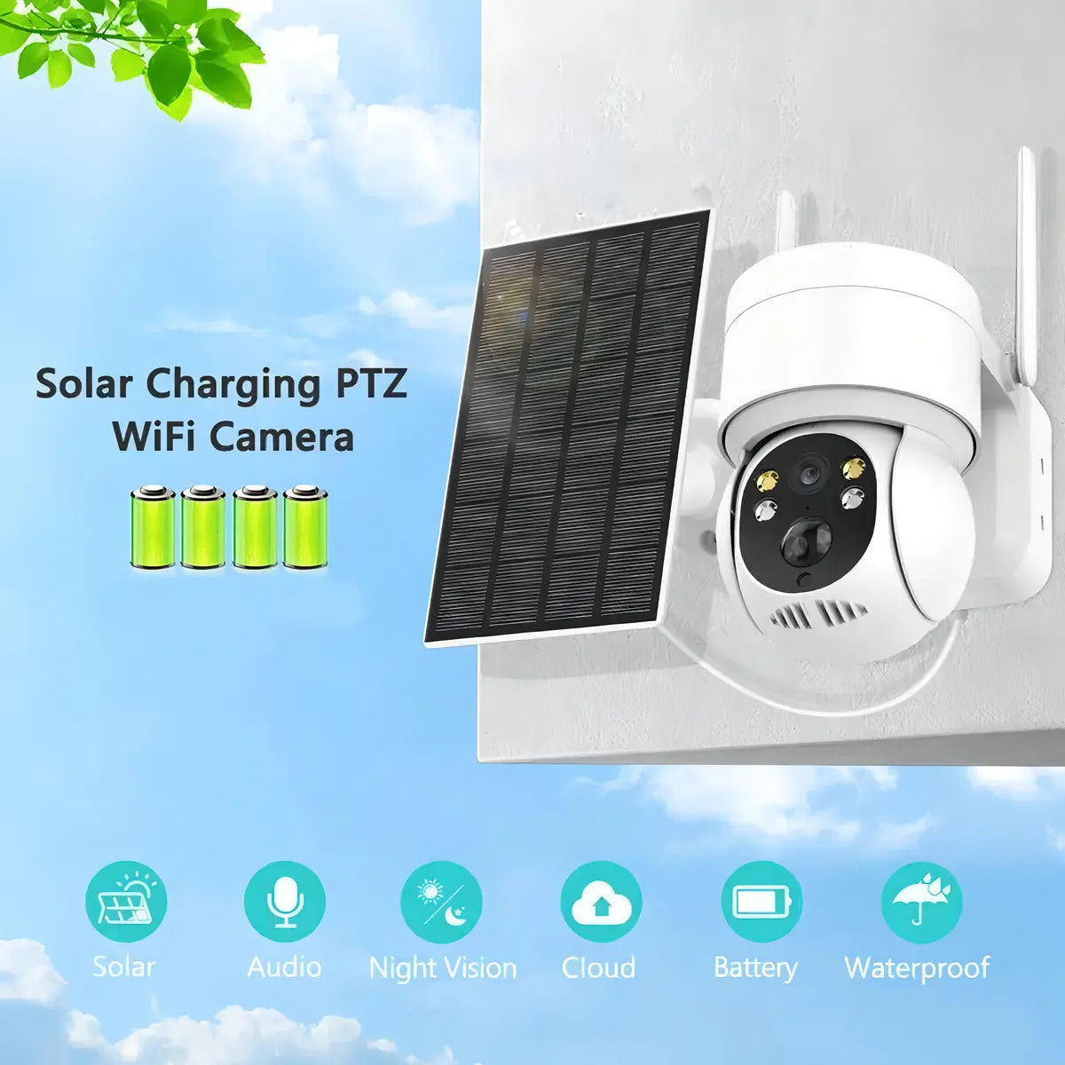 Cámara solar exterior IP 1080 inalámbrica 360 a color