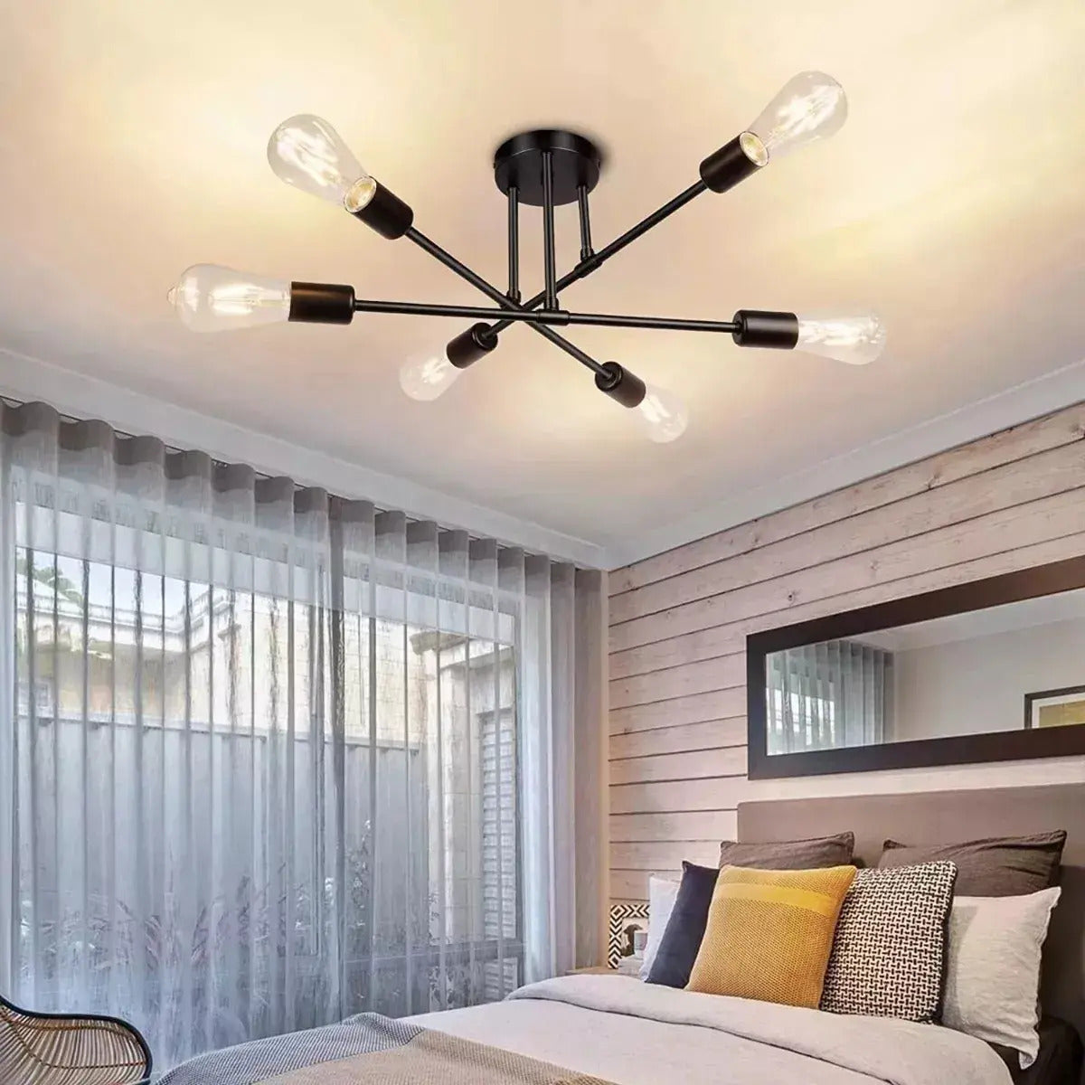 Lámpara de Techo Moderna 6 Luces E27 Brazos Giratorios