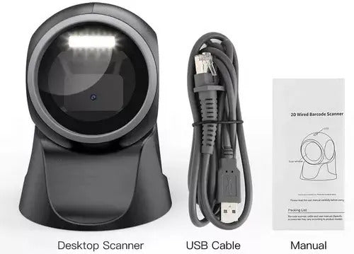 Lector 1D y 2D con cable USB y manual incluidos