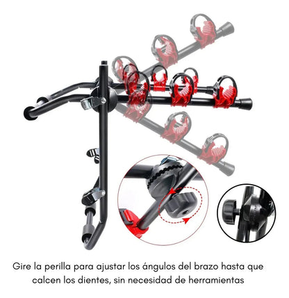 Portabicicletas para Auto para 3 Bicicletas con Correas