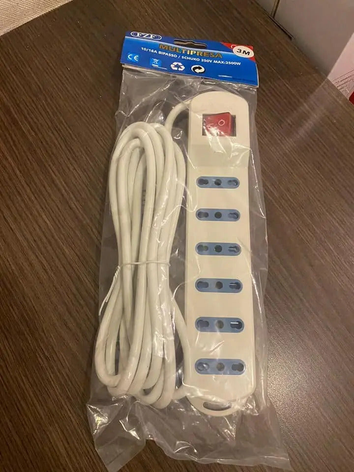 Alargador Eléctrico 3m 6 Tomas Zapatilla Segura