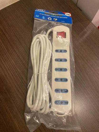 Alargador Eléctrico 3m 6 Tomas Zapatilla Segura