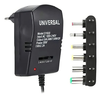 Fuente de Poder Universal Regulable 3V a 12V con 6 Conectores