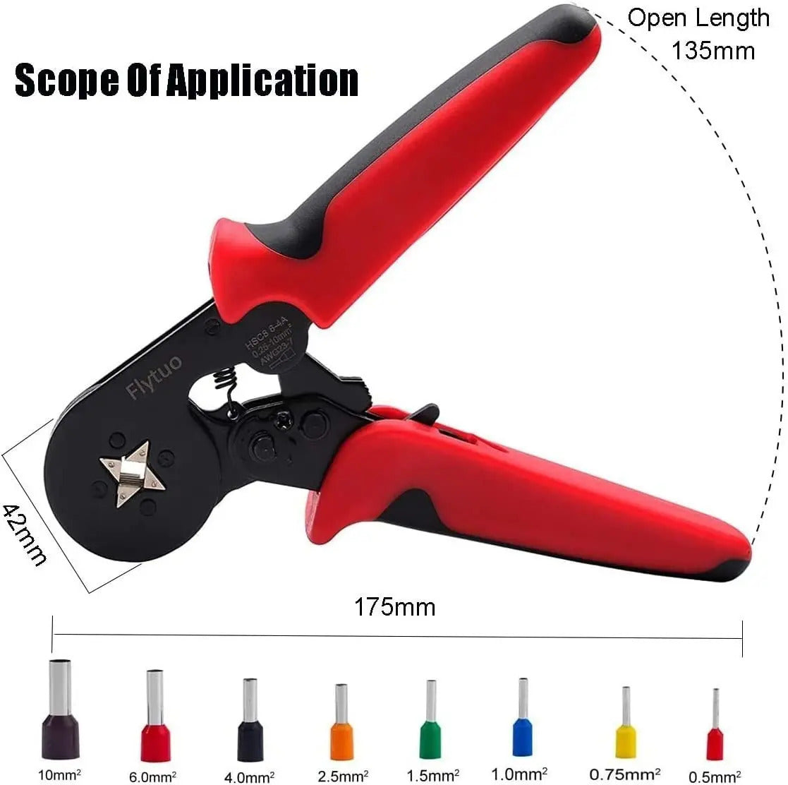 Alicate Crimpeador de Trinquete 0,25–10 mm² + 1200 Terminales