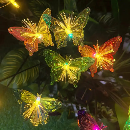 Pack 2 Estacas Solares Mariposa 6 Led Luz Cálida Exterior