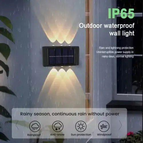 Pack 4 Lamparas Solares de Muro 6 LED Luz Calida