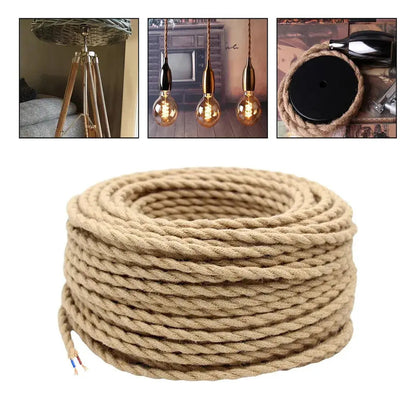 Rollo de cable eléctrico textil de yute para lámparas vintage