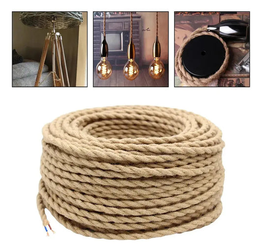 Rollo de cable eléctrico textil de yute para lámparas vintage