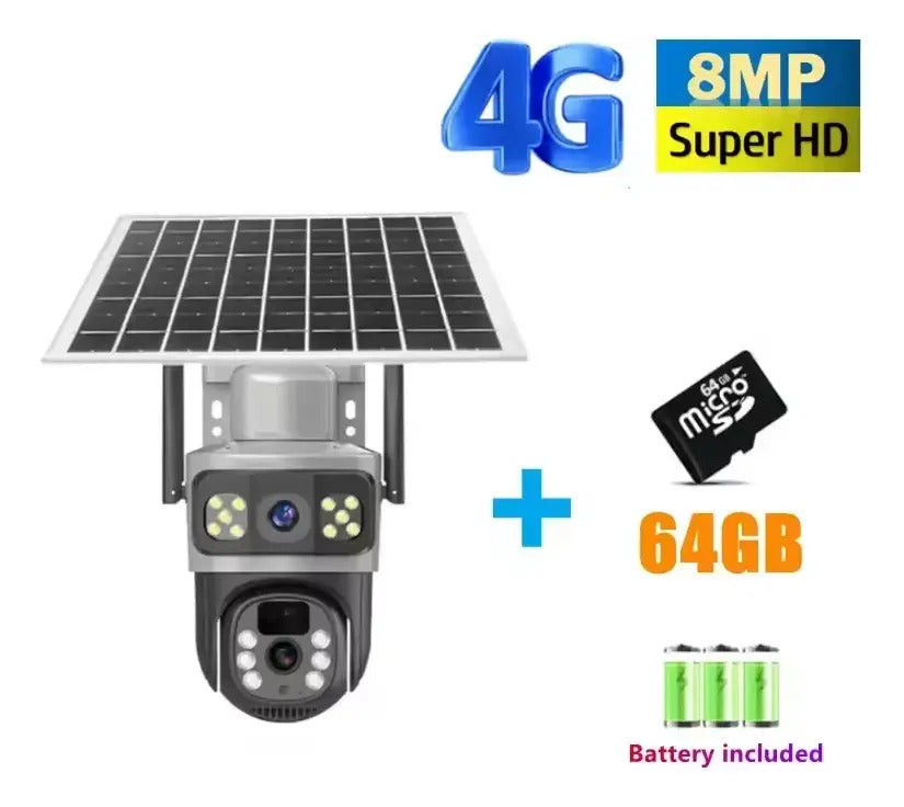 4G Solar Outdoor IP Camera Dual Lens Security Surveillance