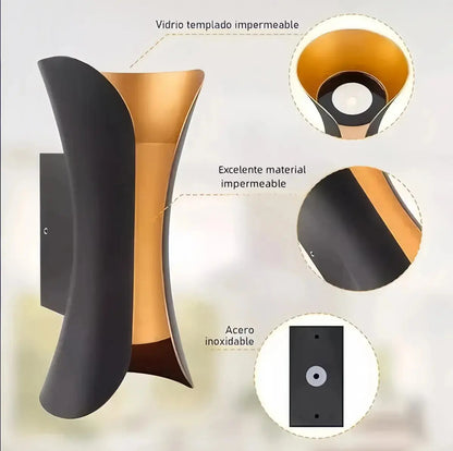 Aplique LED exterior de acero inoxidable y vidrio templado impermeable