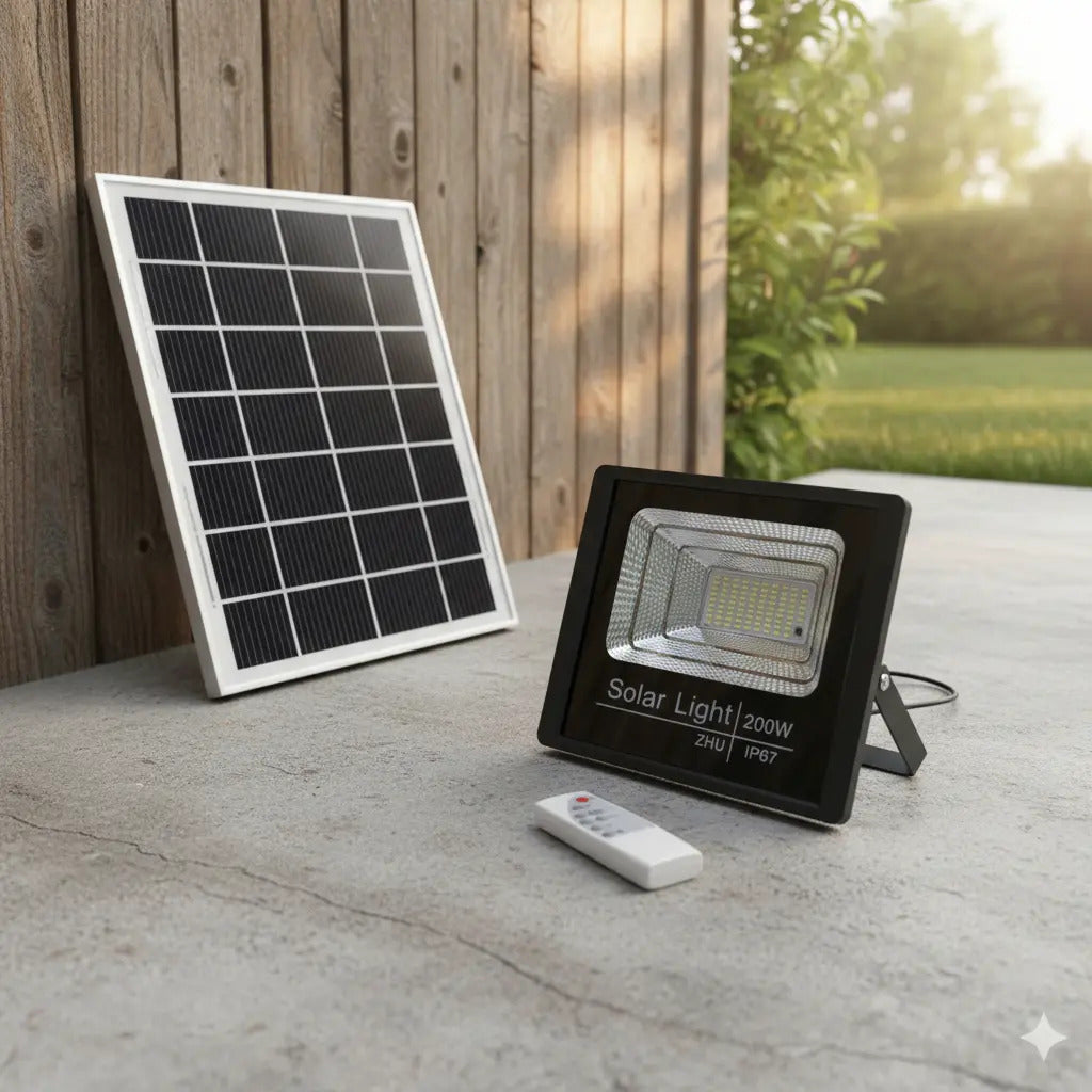 Foco Solar LED 200W Exterior IP67 con Control Remoto