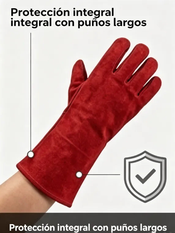 Guantes De Seguridad Soldador Cuero Rojo Mosquetero