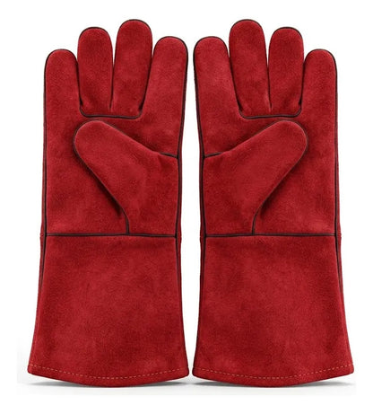 Guantes De Seguridad Soldador Cuero Rojo Mosquetero