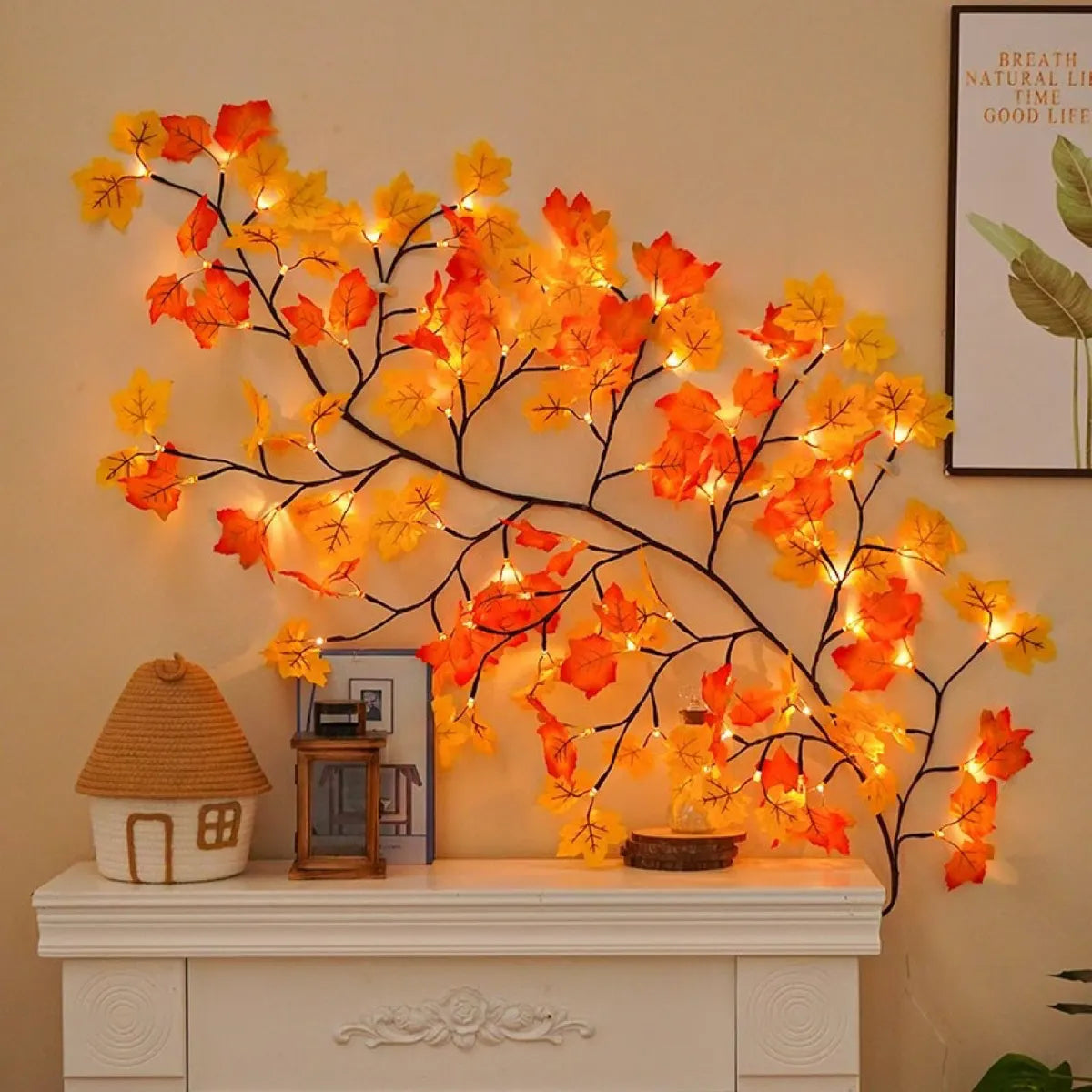Guirnalda De Hojas Led Otoñal Decorativa Con Control Remoto