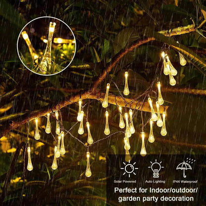 Guirnalda Solar 7m 30 LED Gotas de Agua IP65
