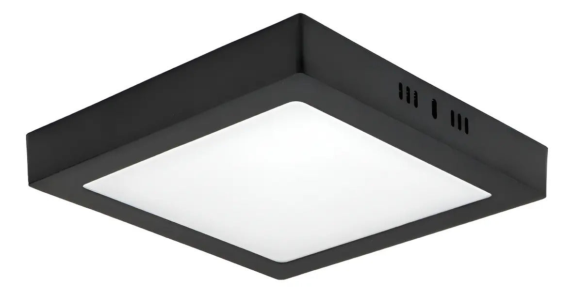 Foco Led Negro 18w Cuadrado 22x22 Cm Luz Fría
