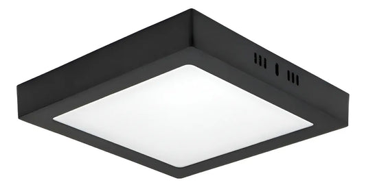 Foco Led Negro 18w Cuadrado 22x22 Cm Luz Fría