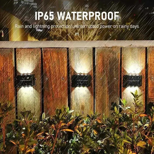 Pack 4 Lámparas Solares de Muro 6 LED Luz Cálida para Jardín, Patio y Caminos