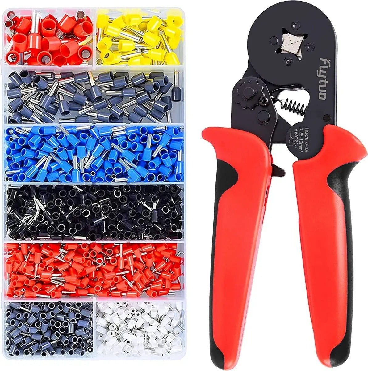 Alicate Crimpeador de Trinquete 0,25–10 mm² + 1200 Terminales