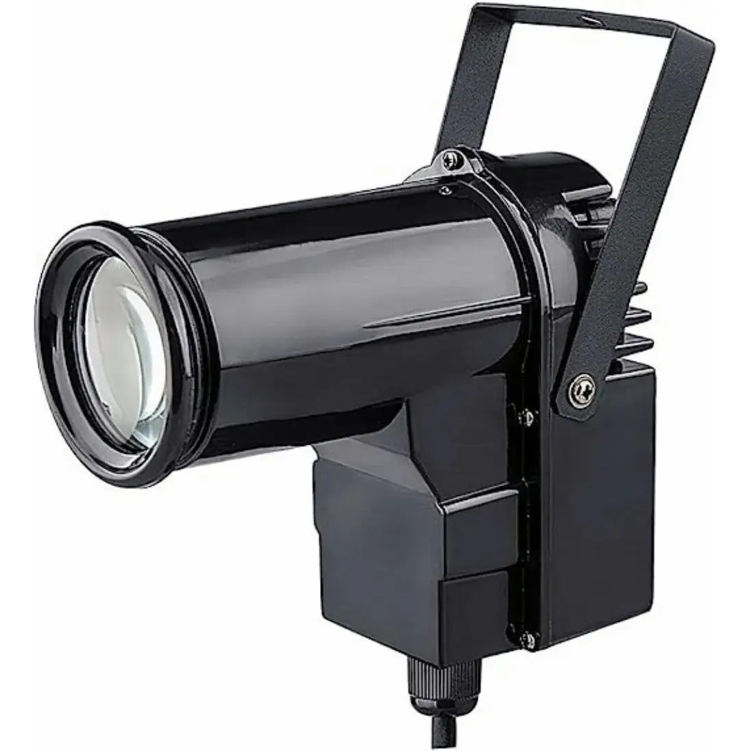 Foco LED Pinspot negro con lente frontal y soporte orientable