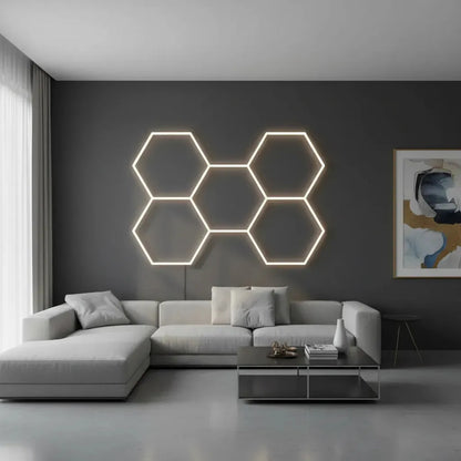 Iluminación LED hexagonal moderna para techo en sala, oficina y estudio
