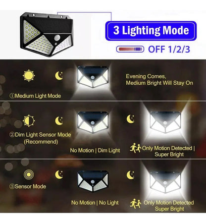Iluminación solar exterior 6500K para seguridad nocturna del hogar
