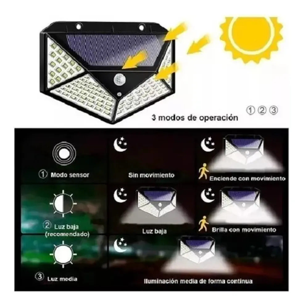Lámpara solar de pared 270 grados para patio jardín y entrada