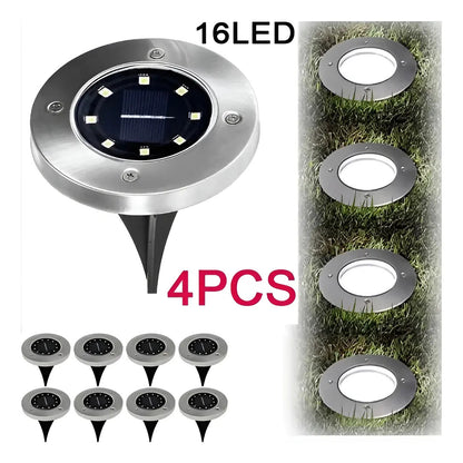 Pack 4 focos solares de jardín 8 LED para camino exterior