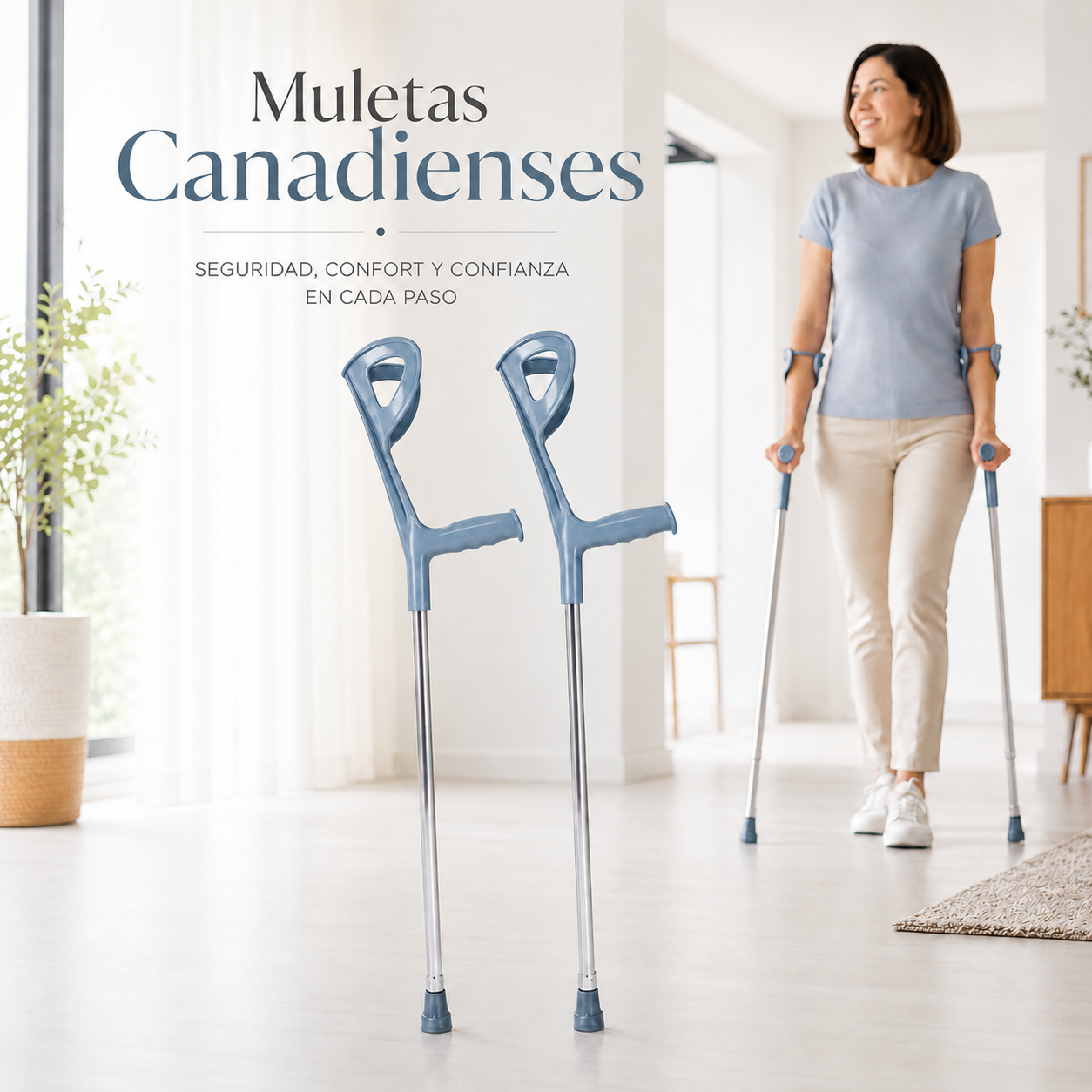 Pack 2 Muletas Canadienses Ortopédicas de Aluminio Regulables