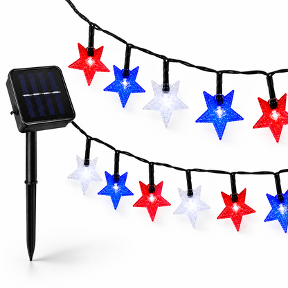 Guirnalda Solar LED Estrellas 10 m Tricolor para Terraza