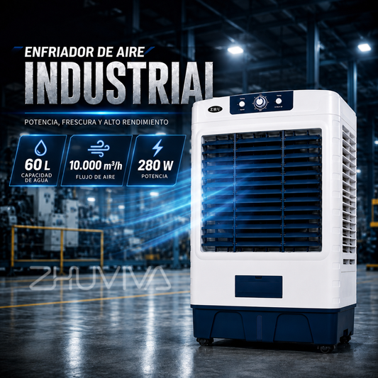 Enfriador evaporativo industrial de 60 litros vista frontal