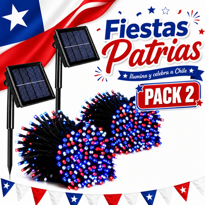 Pack de 2 guirnaldas solares LED tricolor para Fiestas Patrias