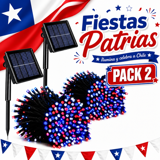 Pack de 2 guirnaldas solares LED tricolor para Fiestas Patrias