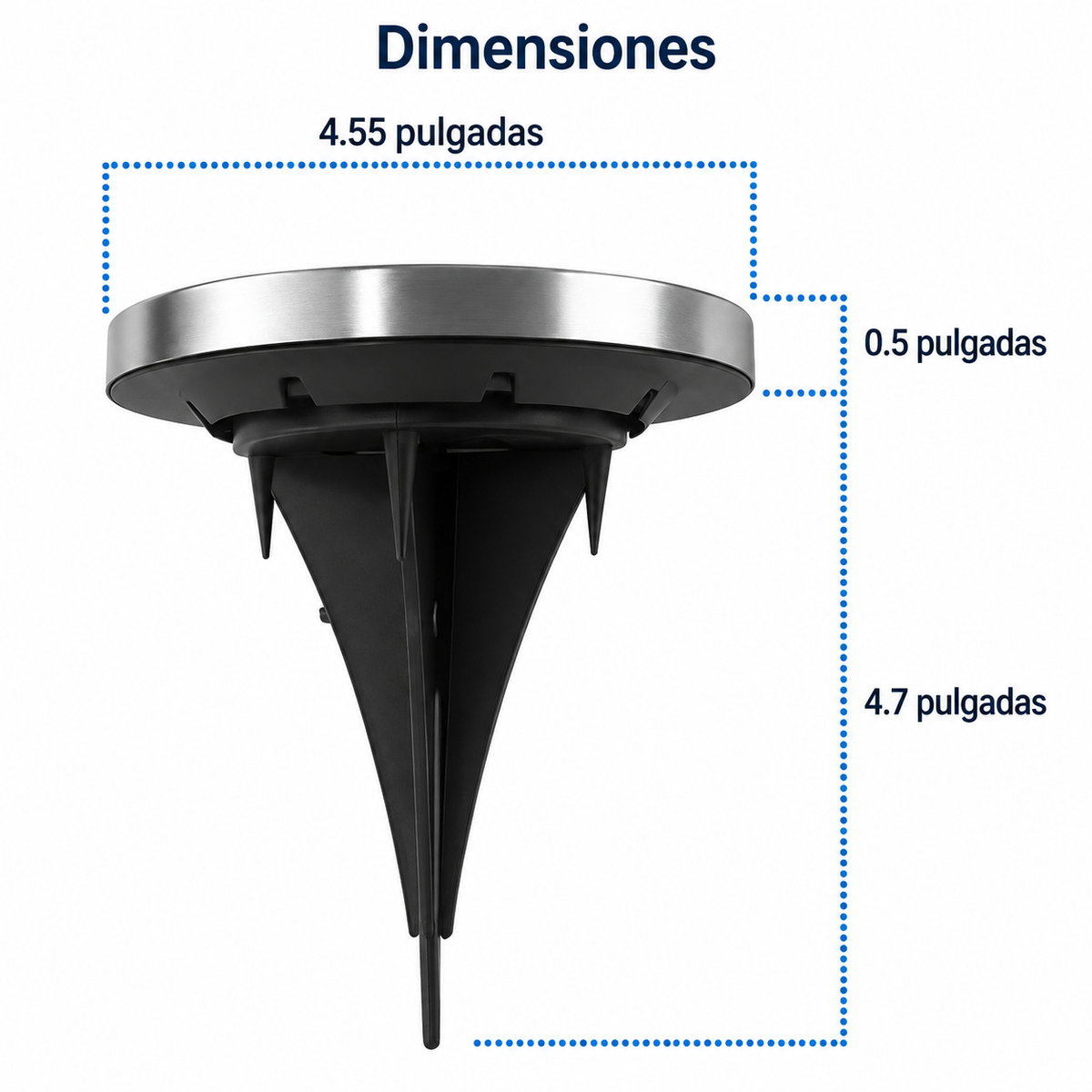 Medidas de foco solar de suelo con estaca para jardín