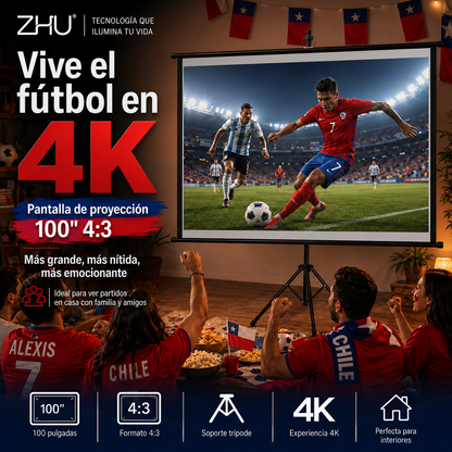 Pantalla Proyector 100 Pulgadas 4:3 4k Con Trípode Portátil