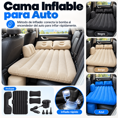 Cama Inflable para Auto 130 x 80 x 40 cm con Bomba Eléctrica para Viajes y Camping