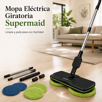 Mopa Eléctrica Giratoria Supermaid Limpia Y Pule Pisos