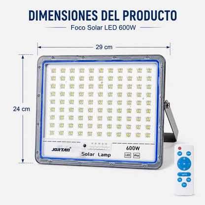 Foco Solar LED 600W IP66 Jortan con Panel y Control Remoto para Patio, Jardín y Parcela
