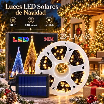 Guirnalda Solar LED 50M 240 Luces para Navidad,Exterior y Decoración