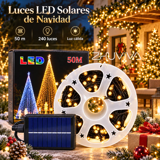 Guirnalda Solar LED 50M 240 Luces para Navidad,Exterior y Decoración