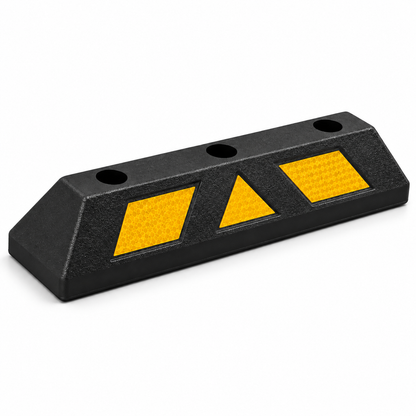 Tope de Estacionamiento Reflectivo Negro 55 x 15 x 10 cm para Auto y Garaje