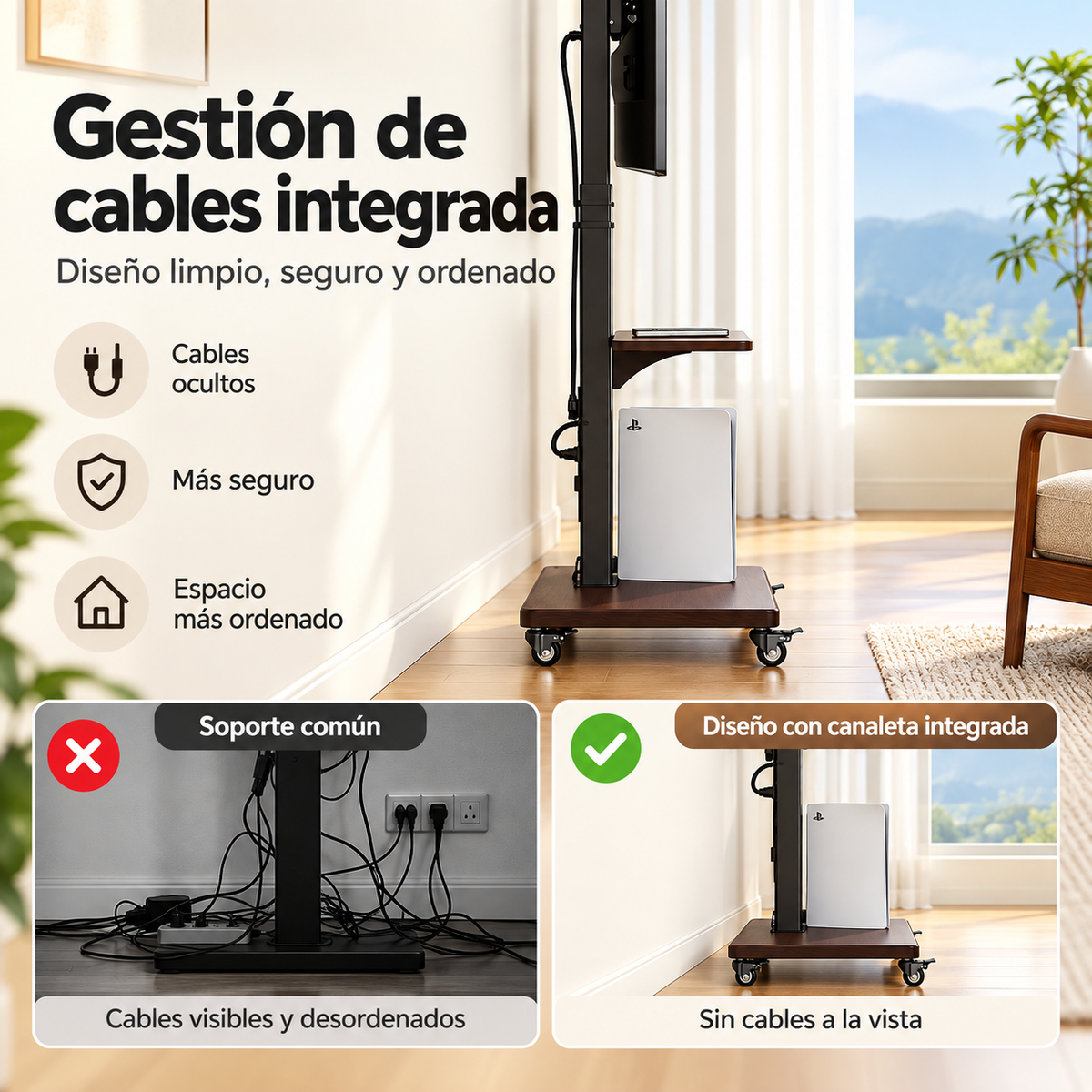 Soporte de Pie Móvil para TV 32 a 70 Pulgadas con Ruedas