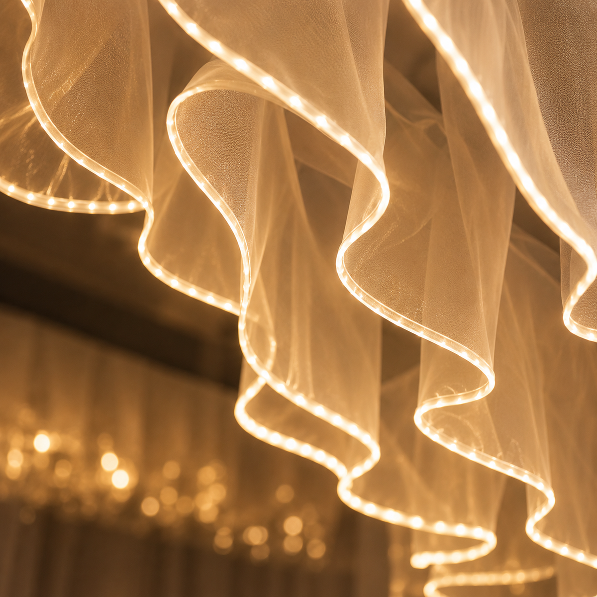 Cortina de Luces LED Tipo Telón 100×70 cm Luz Cálida para Bodas y Eventos