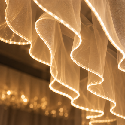 Cortina de Luces LED Tipo Telón 100×70 cm Luz Cálida para Bodas y Eventos