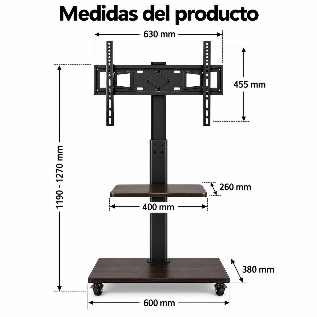 Soporte de Pie Móvil para TV 32 a 70 Pulgadas con Ruedas