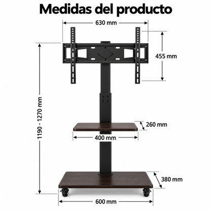 Soporte de Pie Móvil para TV 32 a 70 Pulgadas con Ruedas