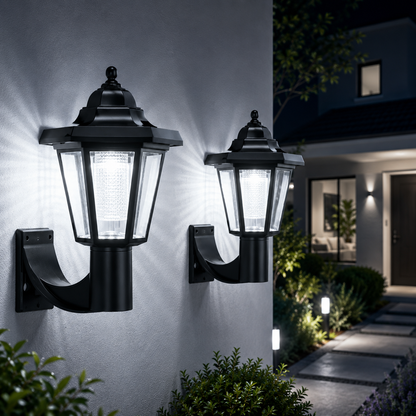 Pack 2 Faroles Solares LED de Pared 6000K para Jardín